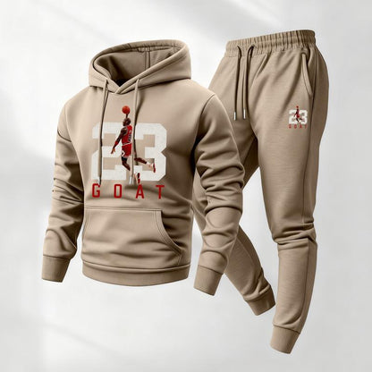 KZZ Men's Goat 23 Pattern Print Hoodie and Drawstring Sweatpants Set