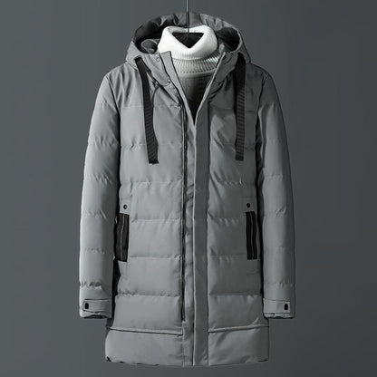 KZZ Men's Heavy-Duty Windproof Winter Coat - Thickened Full-Zip Hooded Jacket