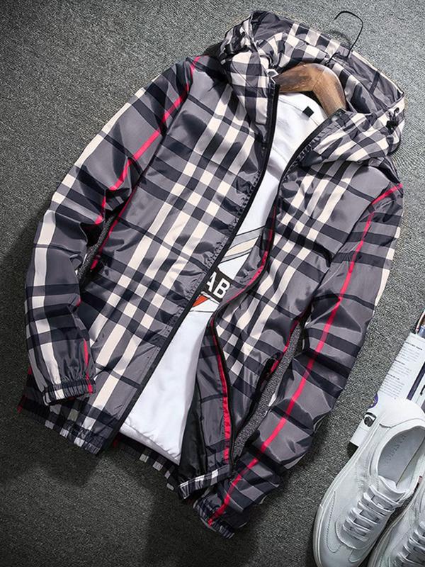 KZZ Men's Lightweight Hooded Jacket, Zip-Up Windbreaker