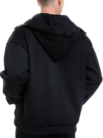 KZZ Jacket Zip Up Fashion Double Layer Hoodie Hip Hop Outerwear Jacket