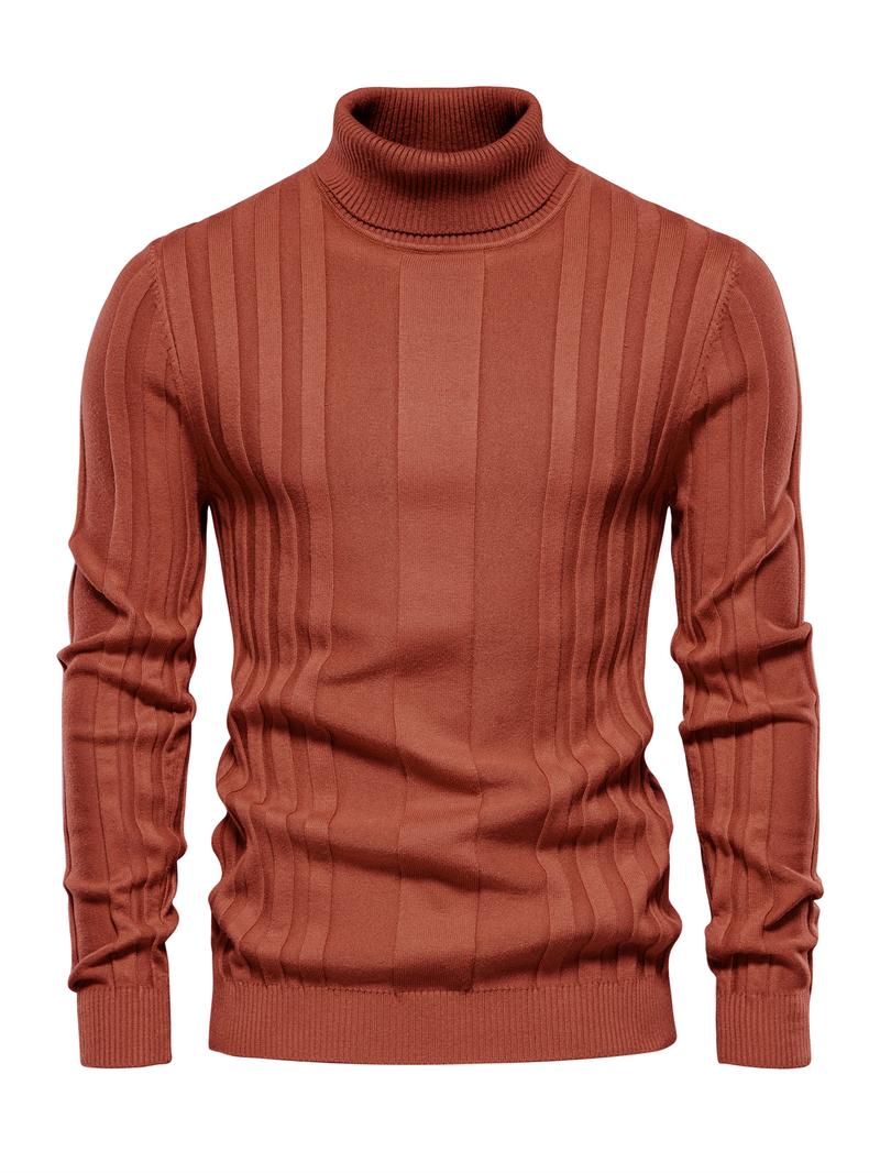KZZ Men's Solid Turtleneck Sweater,Men's Knitwear for Daily Wear