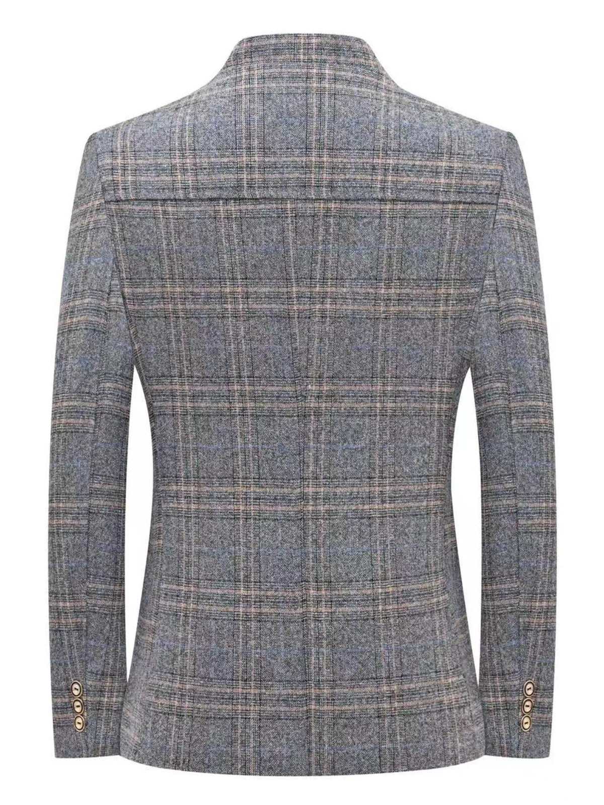 KZZ Men's Plaid Single-Breasted Blazer