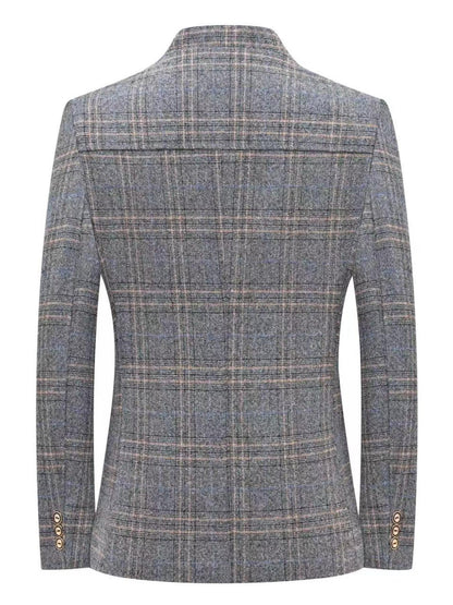 KZZ Men's Plaid Single-Breasted Blazer