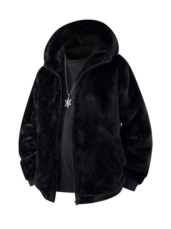 KZZ Men's Winter Fashion Fleece Jacket, Trendy Leopard Print Double-Sided Warm Coat