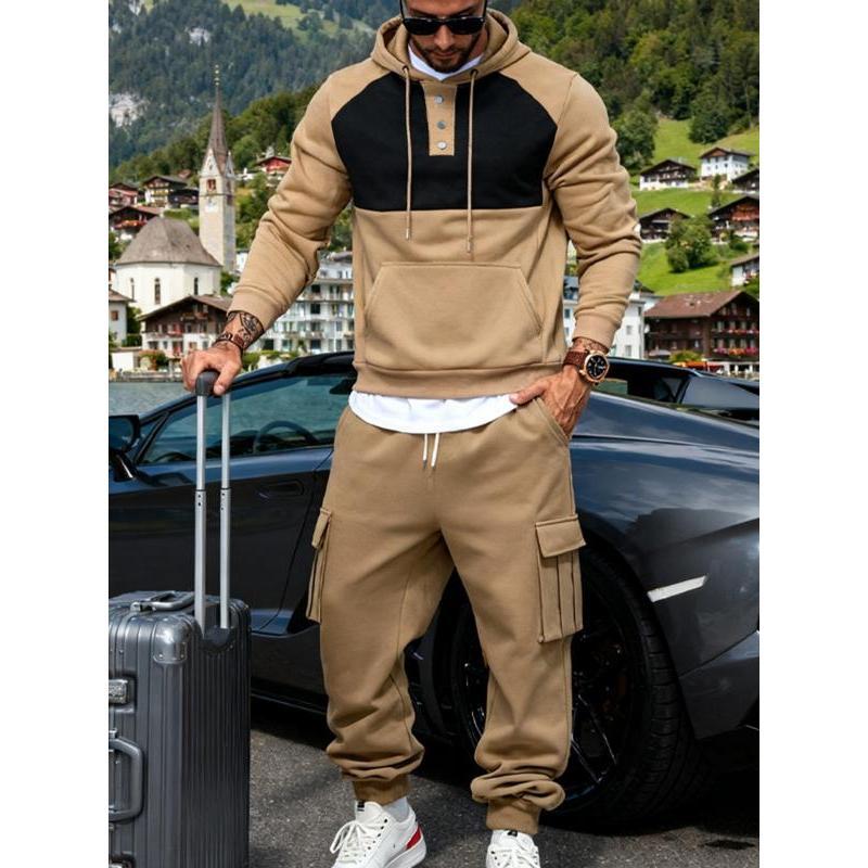 KZZ Men's Winter Heavyweight Fleece Hoodie Set