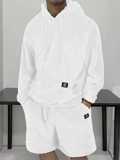 KZZ Men's Hooded Sweatshirt Shorts Set, Very Worthwhile Hoodie Top Pants Two-Piece Suit