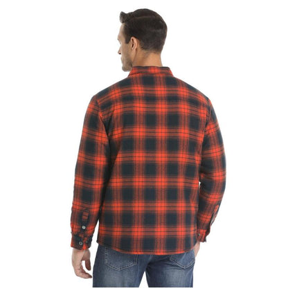 KZZ Men's Flannel Shirt Jacket with Quilted Lined Long Sleeve Plaid Coat