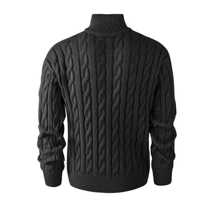 KZZ Men's solid color zipper sweater, fashionable knit long sleeved