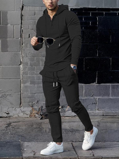 KZZ Essential Waffle Hoodie & Pants Combo | Men's Quick-Dry Lounge Set