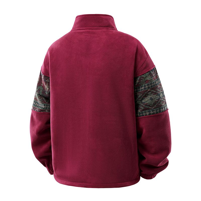 KZZ Men's Ethnic Pattern Full Zip Cardigan Sweatshirt, Stand Collar Casual Jacket