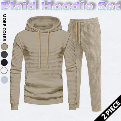 KZZ Men's Drawstring Up Hoodie & Joggers French Terry Set