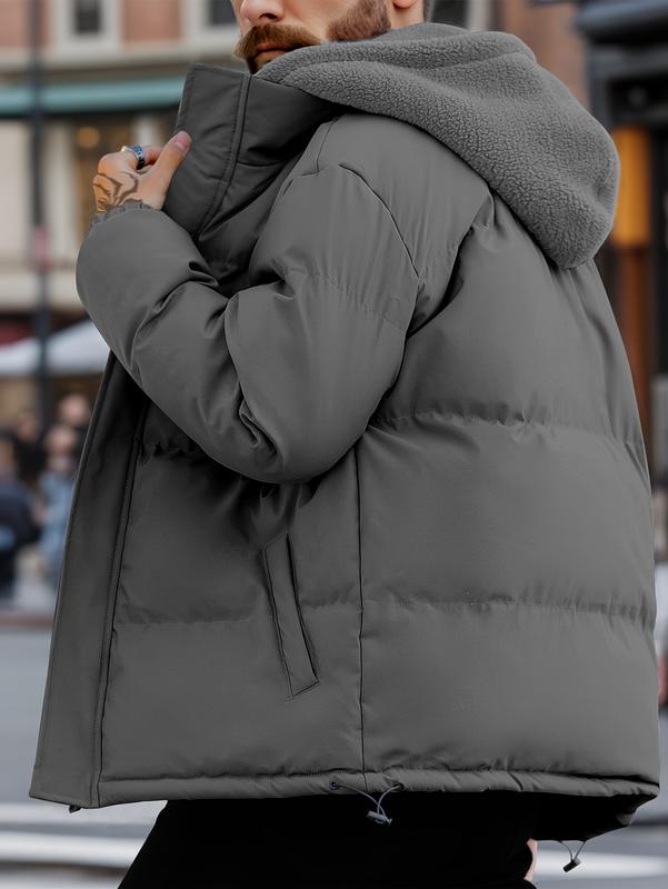 KZZ Men's Thickened Windproof Winter Jacket - Cold-Resistant Warm Fleece Lined Hooded Coat