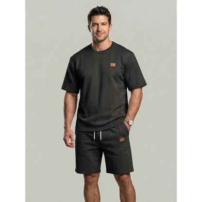 KZZ Men's summer casual fashion round neck short-sleeved short pants set
