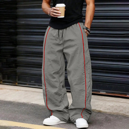 KZZ Men's Casual Striped Print Comfortable Straight-Leg Sweatpants