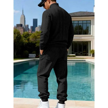 KZZ Men's Textured Knit Two-Piece Set
