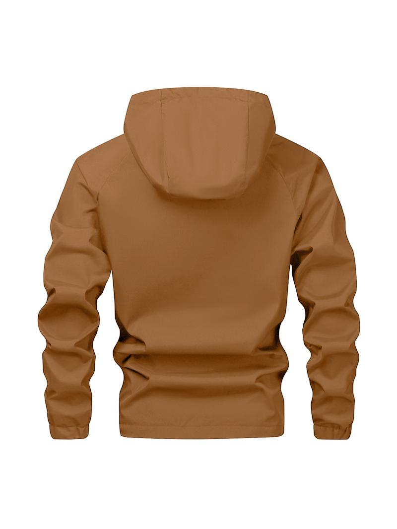 KZZ Men's Solid Color Half Zip Pocket Hooded Jacket