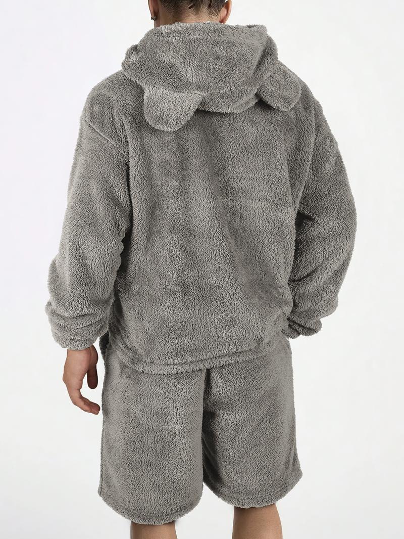 KZZ Men's Hooded Sweatshirt Shorts Set, Very Worthwhile Hoodie Top Pants Two-Piece Suit