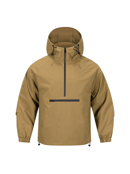 KZZ Men's Solid Color Half Zip Pocket Hooded Jacket