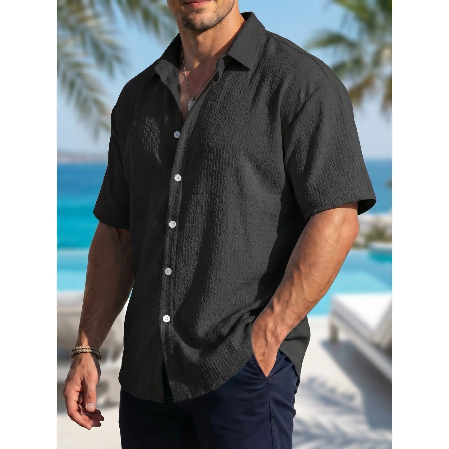 KZZ Men's New Summer Short-Sleeve Shirt