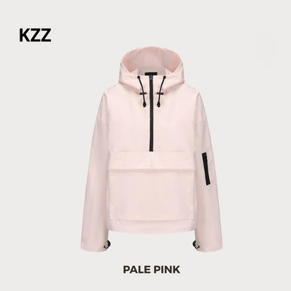 KZZ waterproof oversized autumn hoodie jacket warm semi-zipper jacket can be worn in daily seasons