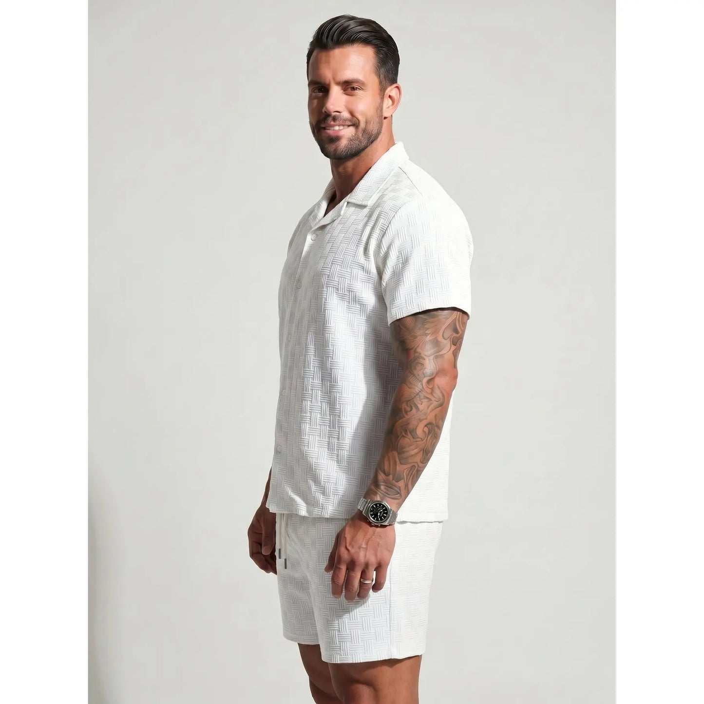 KZZ Men's Textured Two-Piece Set