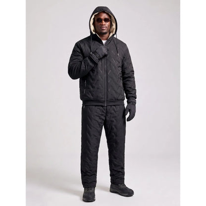 KZZ Men's Quilted Hooded Thermal Set
