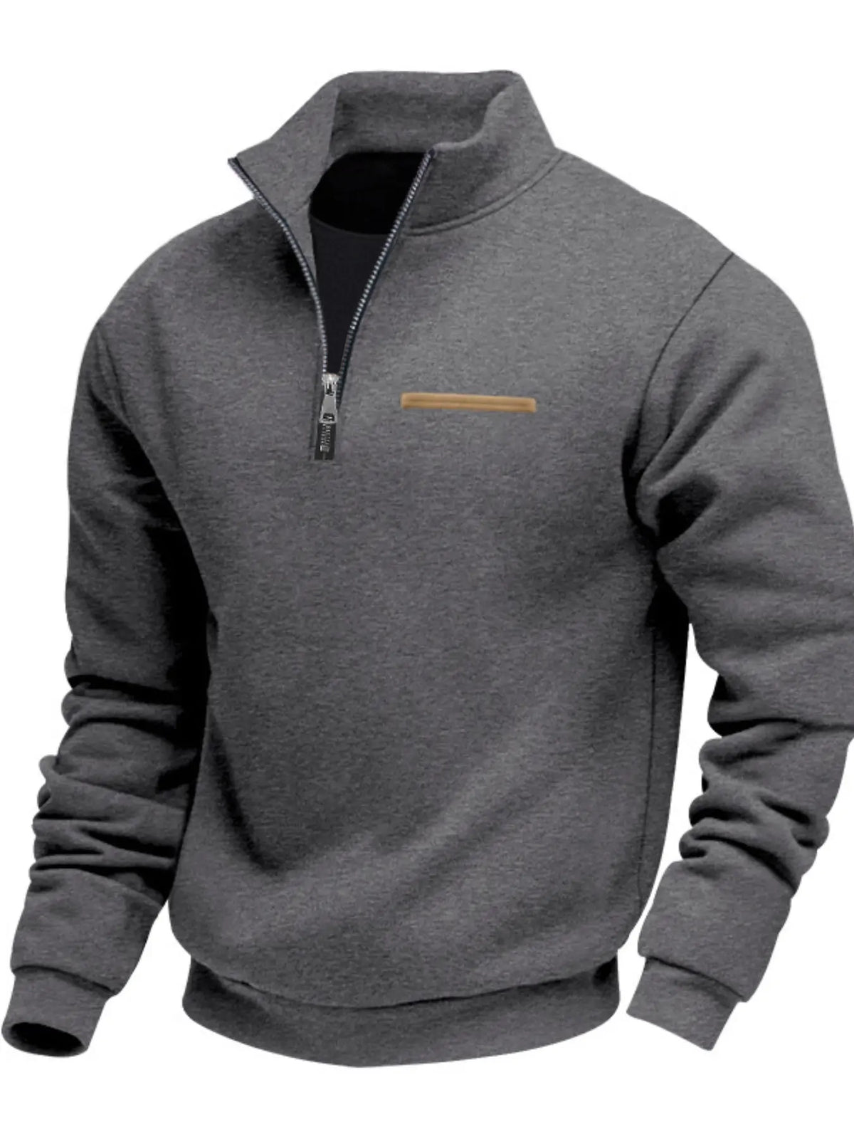 KZZ Men's Solid Half Zip Up Sweatshirt Loose Casual Long Sleeve