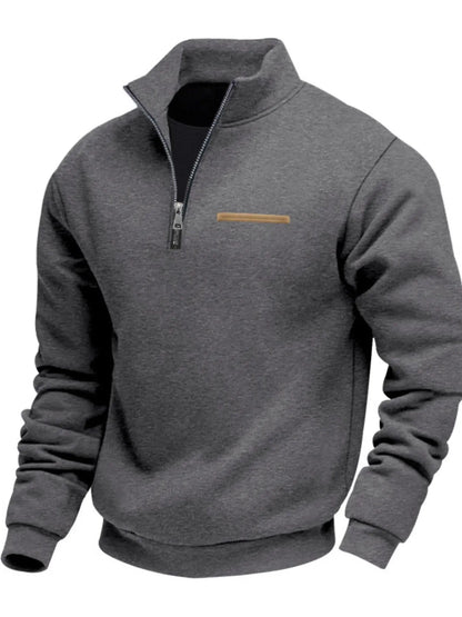 KZZ Men's Solid Half Zip Up Sweatshirt Loose Casual Long Sleeve