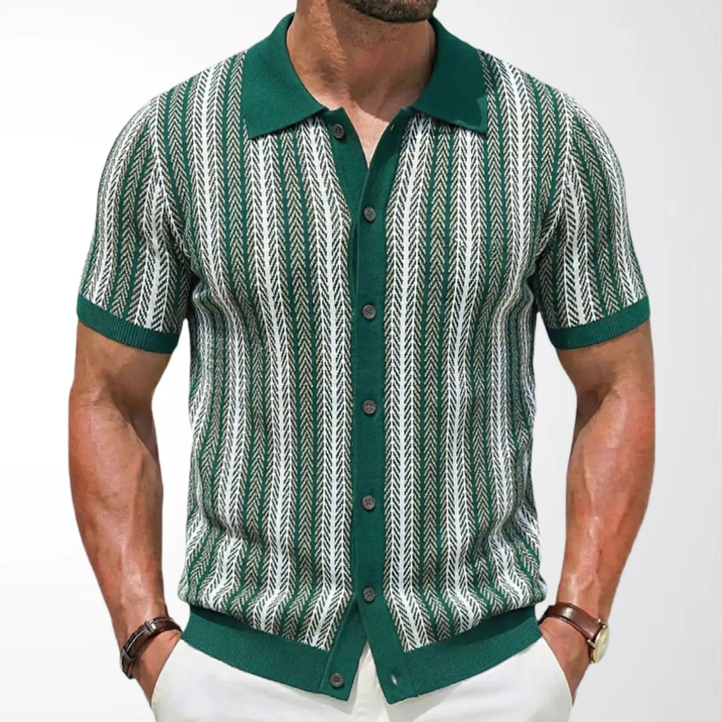 KZZ Men's High-Quality Short-Sleeve Knit Shirt
