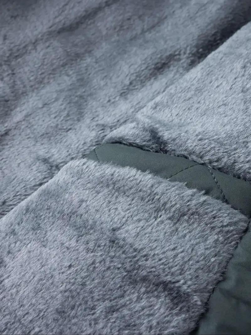 KZZ Men's Plain Quilted Zip Up Pocket Winter Coat