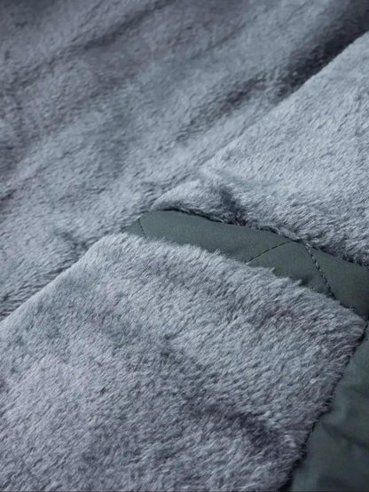 KZZ Men's Plain Quilted Zip Up Pocket Winter Coat