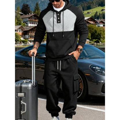 KZZ Men's Winter Heavyweight Fleece Hoodie Set