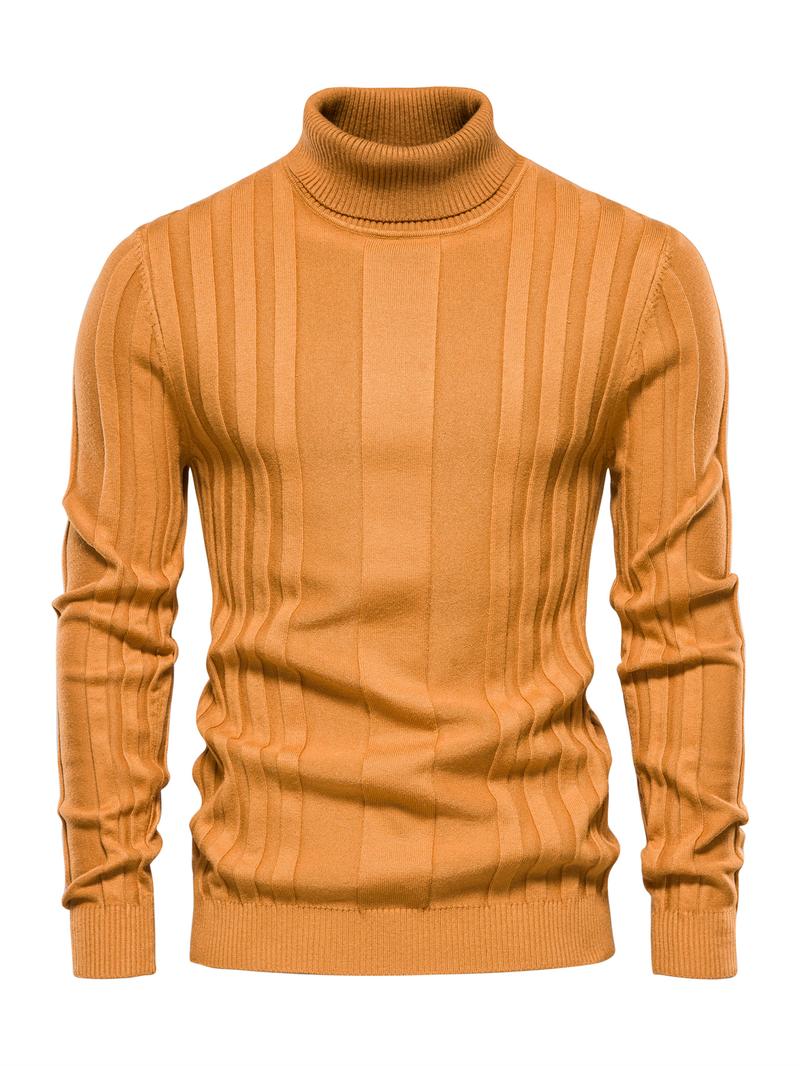 KZZ Men's Solid Turtleneck Sweater,Men's Knitwear for Daily Wear