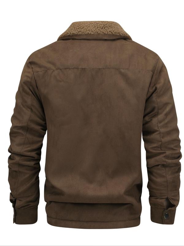 KZZ Men's Solid Pocket Zipper Fleece Jacket
