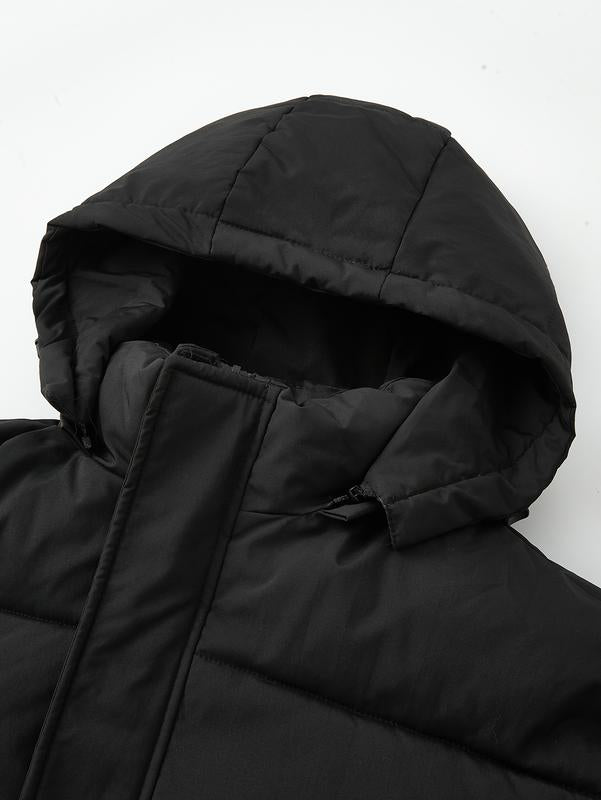 KZZ Men's Solid Color Pocket Zipper Hooded Coat