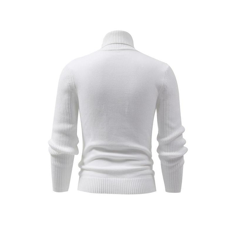 KZZ Men's Textured Drop Shoulder Turtle Neck Sweater Long Sleeve Knitwear