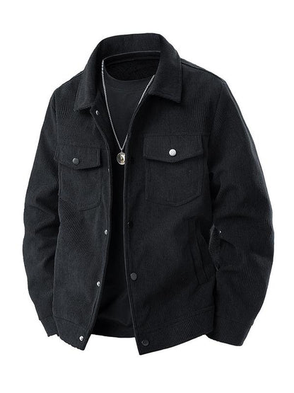 KZZ Men's Corduroy Jacket - Autumn/Winter Warm Collar Casual Coat