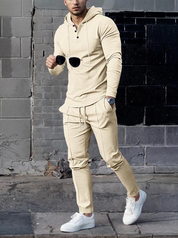 KZZ Essential Waffle Hoodie & Pants Combo | Men's Quick-Dry Lounge Set