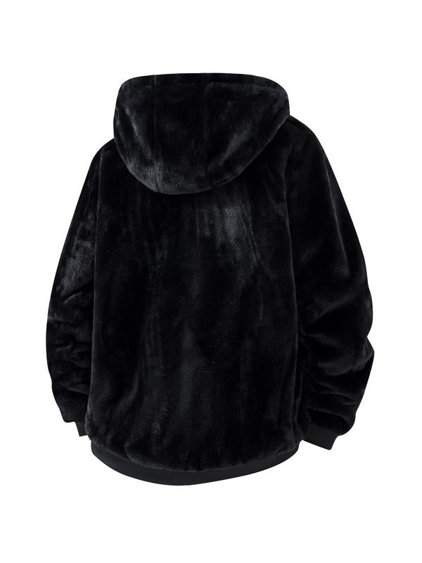 KZZ Men's Winter Fashion Fleece Jacket, Trendy Leopard Print Double-Sided Warm Coat