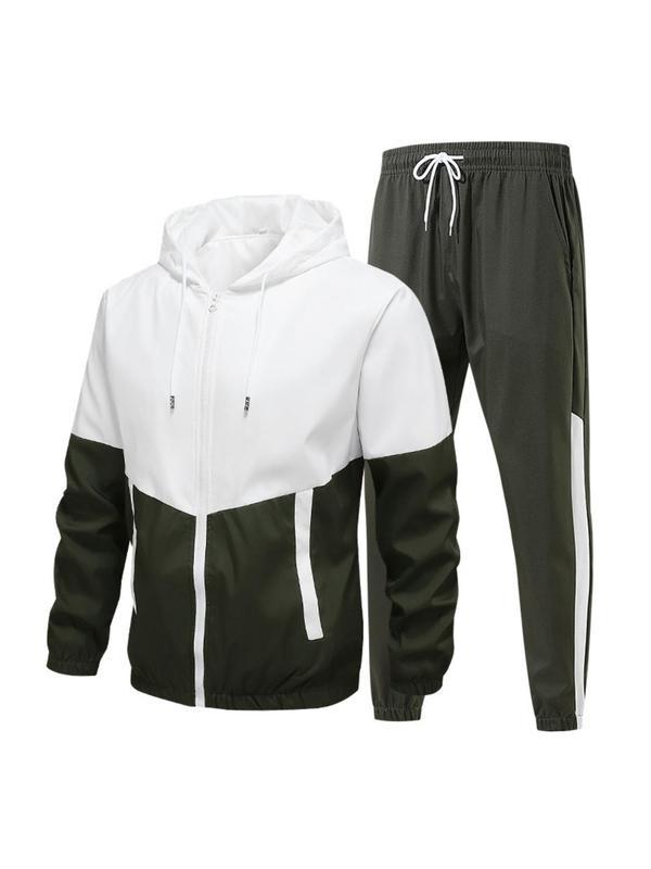 KZZ patchwork jacket and casual sports pants two-piece set