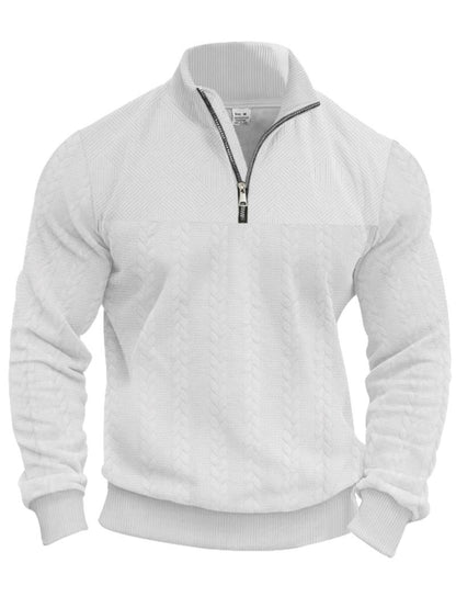 KZZ Men's Solid Zip Up Drop Shoulder Sweatshirt