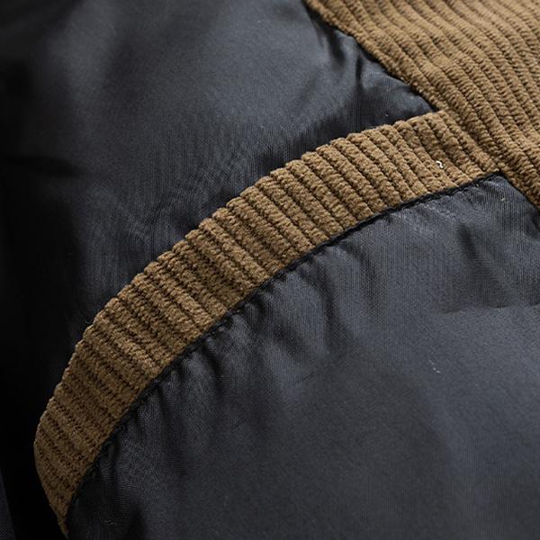 KZZ Winter Hooded Casual Fleece-Lined Men's Coat with Removable Hood