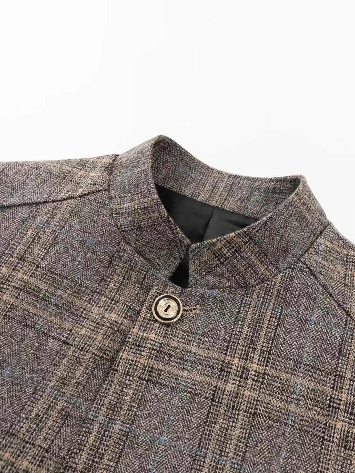 KZZ Men's Plaid Single-Breasted Blazer