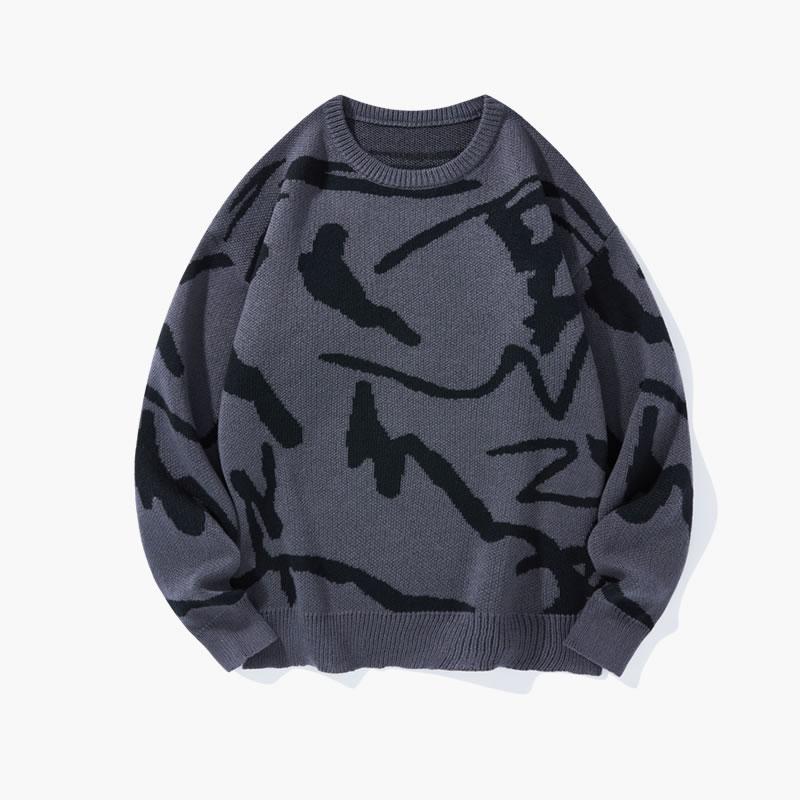 KZZ Men's Knitted Long Sleeve Sweater Crew Neck Graphic Casual Regular Fit Jumper