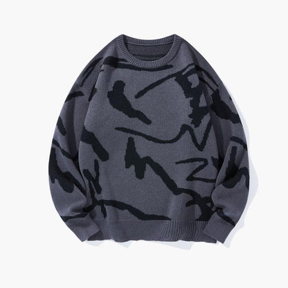 KZZ Men's Knitted Long Sleeve Sweater Crew Neck Graphic Casual Regular Fit Jumper