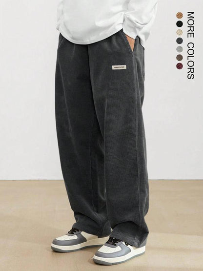 KZZ Unisex Loose Solid Patched Drawstring Waist Pants