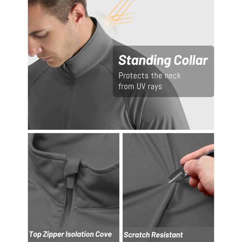 KZZ Men's  Zip Shirt  Quick Dry Lightweight Long Clothing Sports Casual Wear