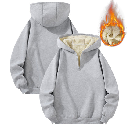 KZZ Men's Casual Pullover Sweatshirt, Half-Zip with Thickened Quarter-Zip, Fleece Lining