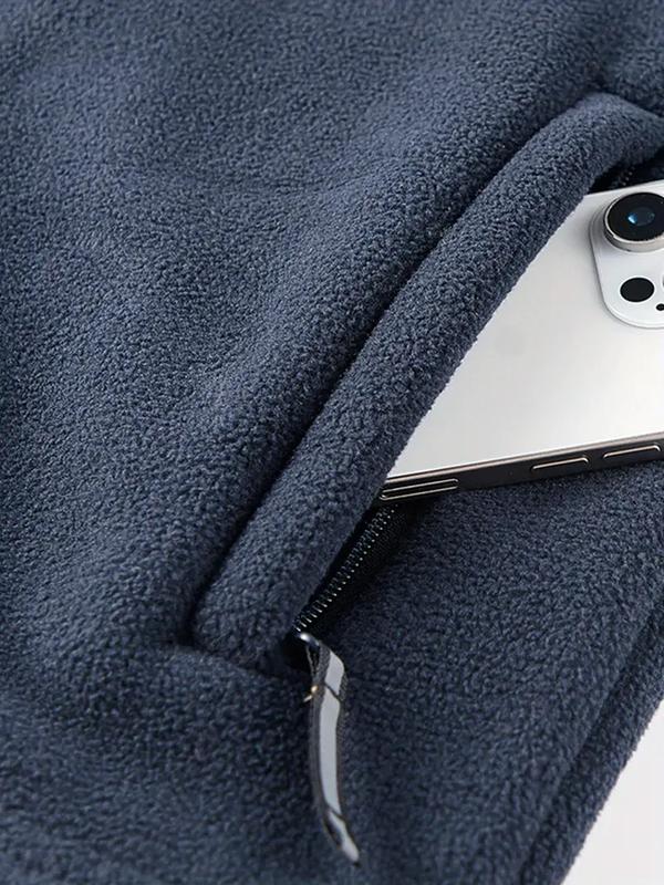 KZZ Men's Heavyweight Double Sided Fleece Jacket with Full Zip Closure & Hood Thick Winter Warm Coat