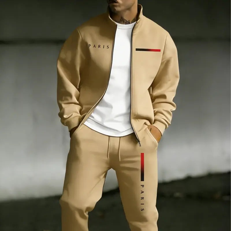 KZZ Two-piece set: printed zip-up jacket and sweatpants